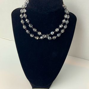 Double stand crystal beads collar necklace
